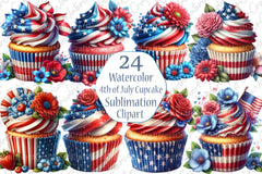 4th of July Cupcake Clipart Bundle 3 - CraftNest - Digital Crafting and Art