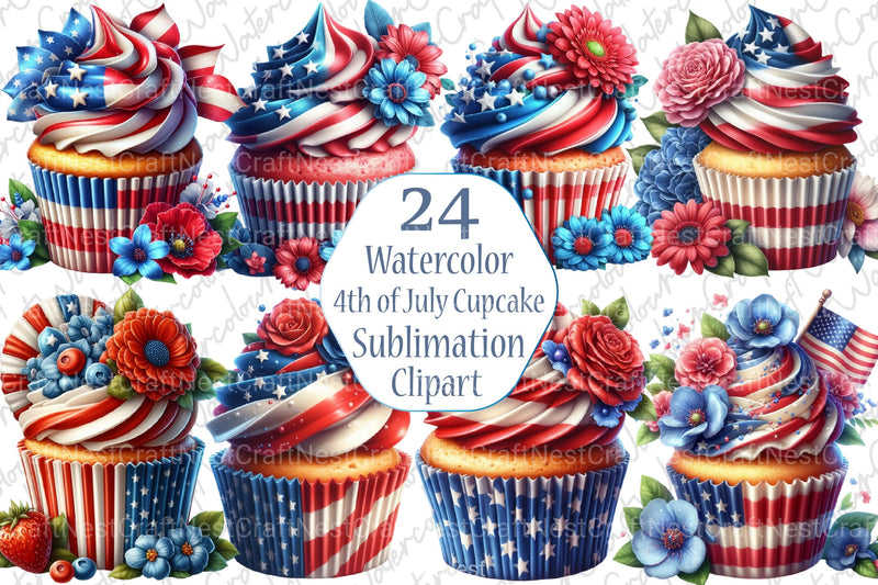 4th of July Cupcake Clipart Bundle 3 - CraftNest - Digital Crafting and Art