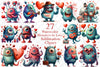 Monsters in Love Clipart Bundle