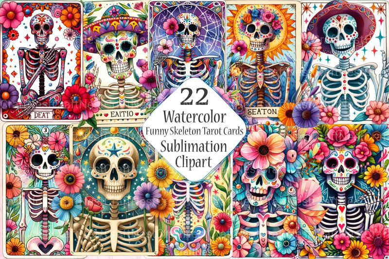 Funny Skeleton Tarot Cards Clipart Bundle 1 - CraftNest - Digital Crafting and Art