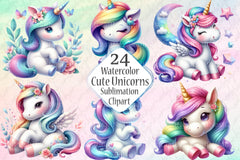 Cute Unicorns Clipart Bundle 88 - CraftNest - Digital Crafting and Art