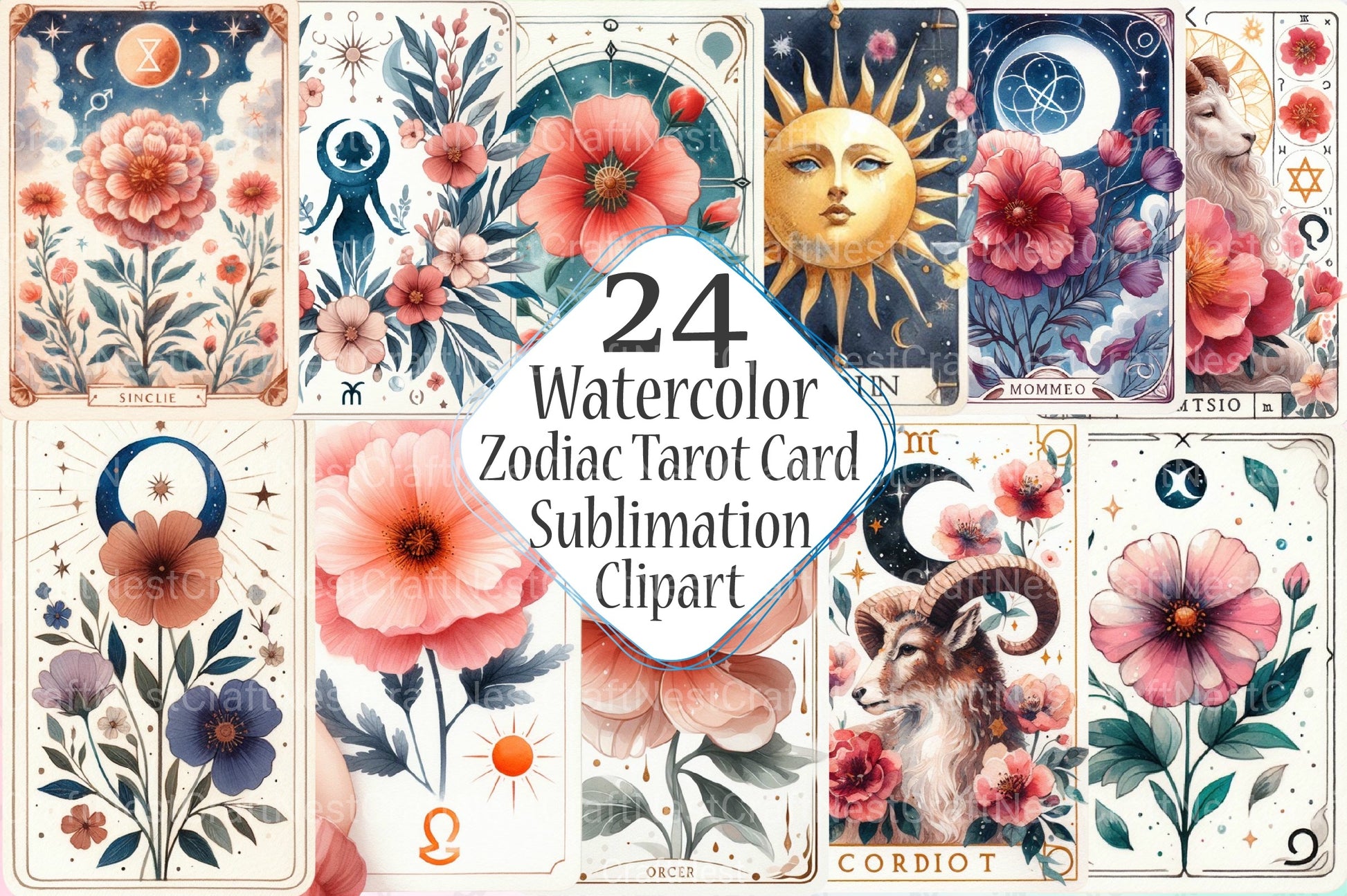 Zodiac Tarot Card Clipart Bundle - CraftNest - Digital Crafting and Art