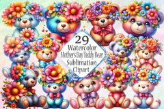 Mother's Day Teddy Bear Clipart Bundle 2 - CraftNest - Digital Crafting and Art