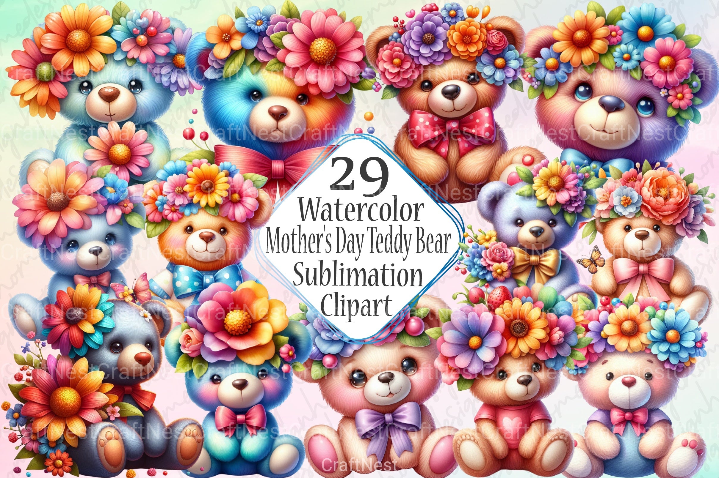 Mother's Day Teddy Bear Clipart Bundle 2 - CraftNest - Digital Crafting and Art