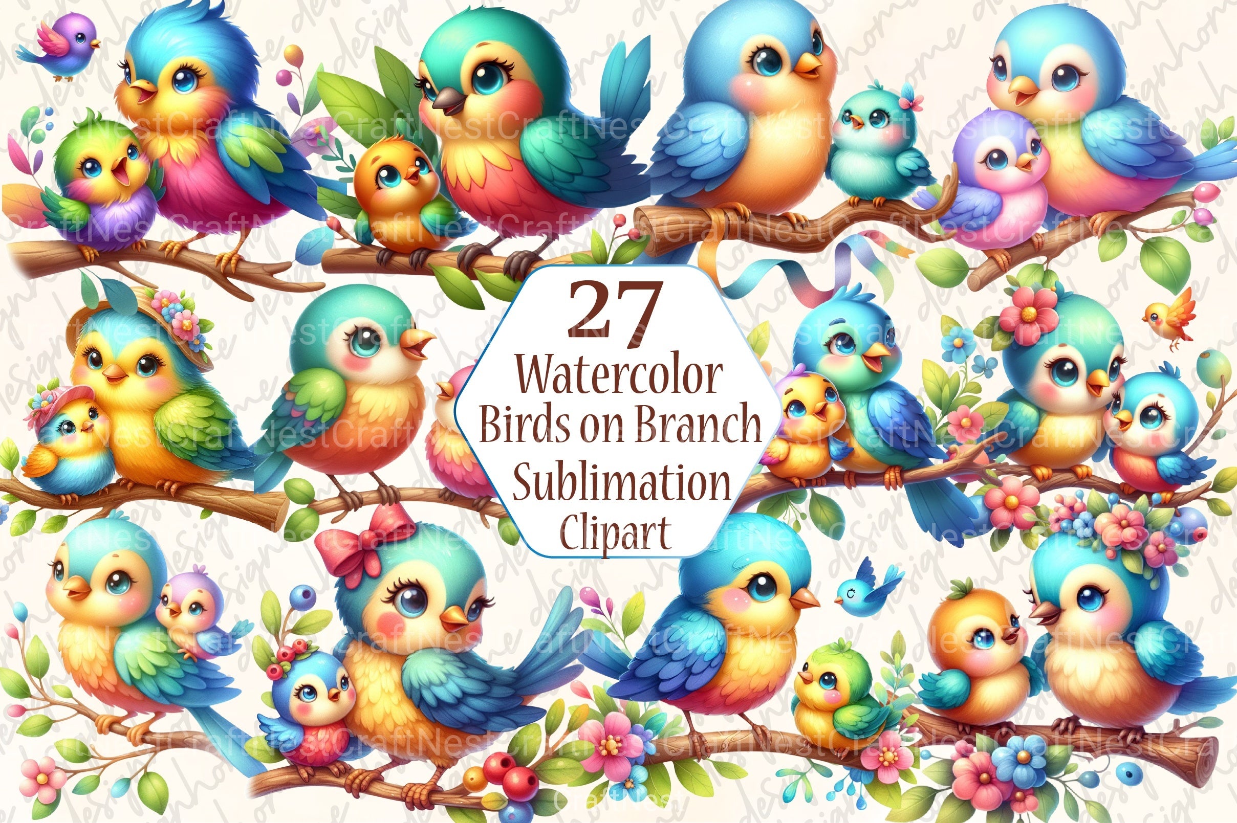 Funny Mom and Baby Bird Clipart Bundle - CraftNest - Digital Crafting and Art