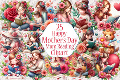 Mom Reading Clipart Bundle - CraftNest - Digital Crafting and Art