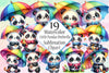 Funny Little Pandas Umbrella Clipart Bundle 1