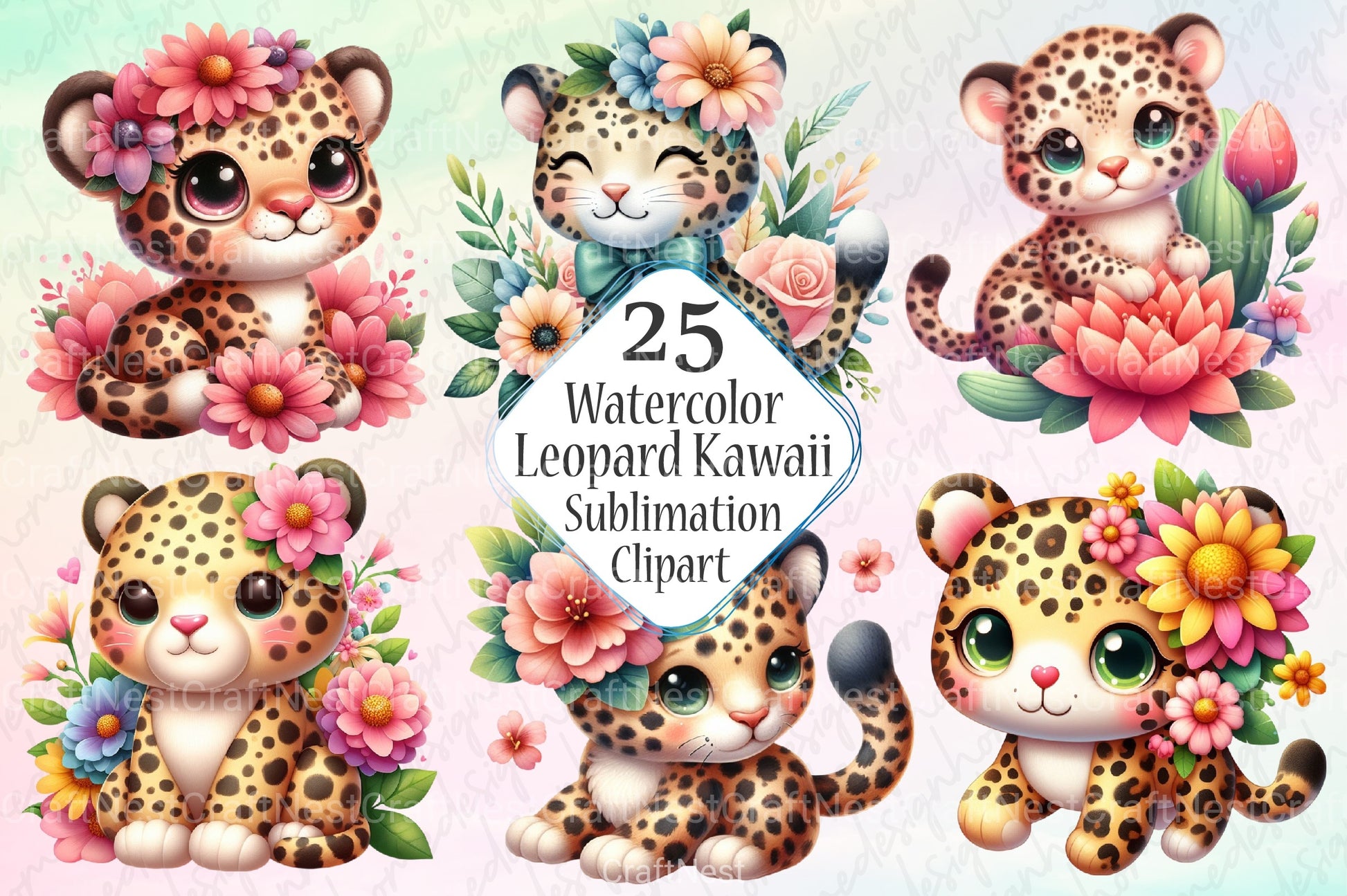 Kawaii Safari Leopard Clipart Bundle - CraftNest - Digital Crafting and Art
