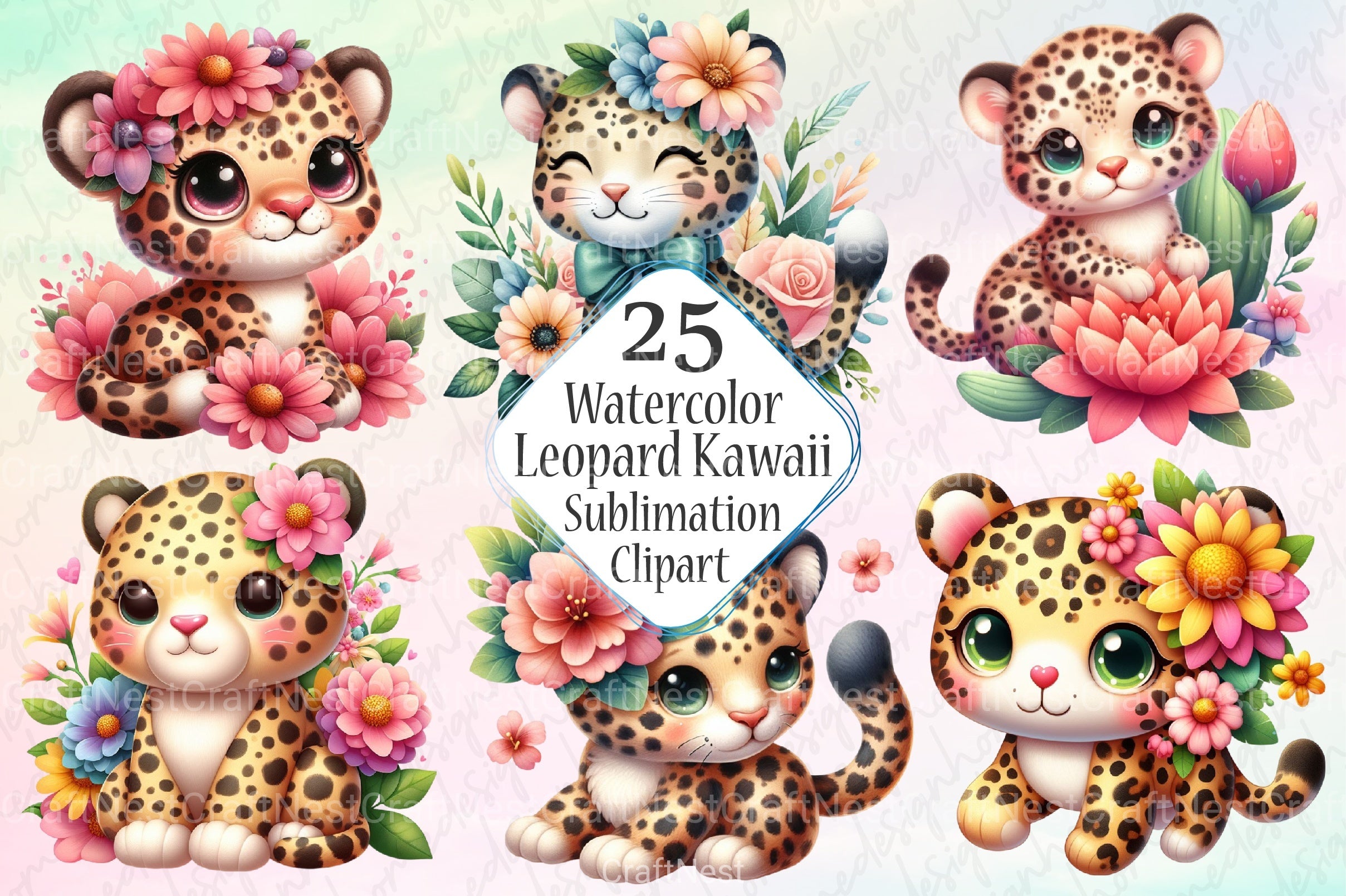 Kawaii Safari Leopard Clipart Bundle - CraftNest - Digital Crafting and Art