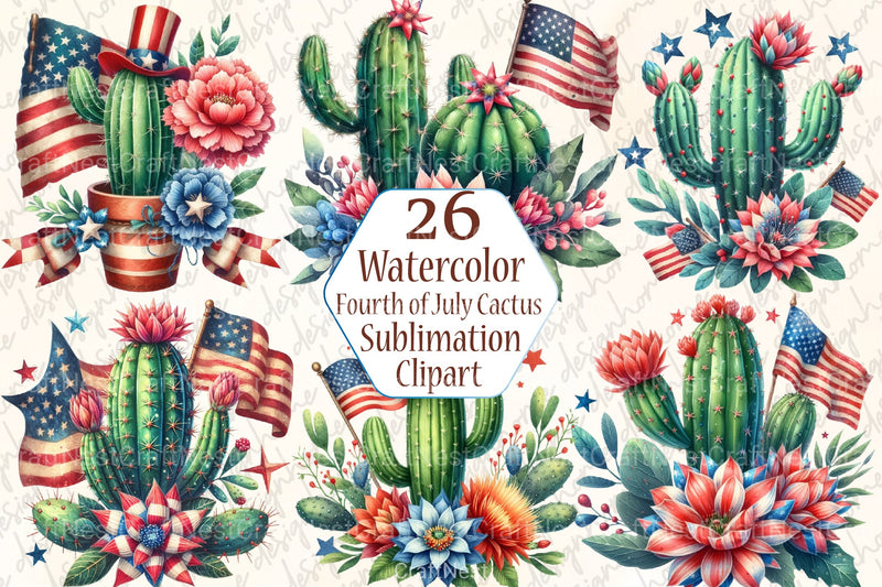 Fourth of July Cactus Clipart Bundle - CraftNest - Digital Crafting and Art