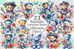 Carnation Flowers Clipart Collection Bundle - CraftNest - Digital Crafting and Art