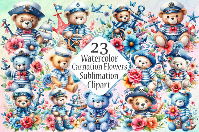 Carnation Flowers Clipart Collection Bundle - CraftNest - Digital Crafting and Art