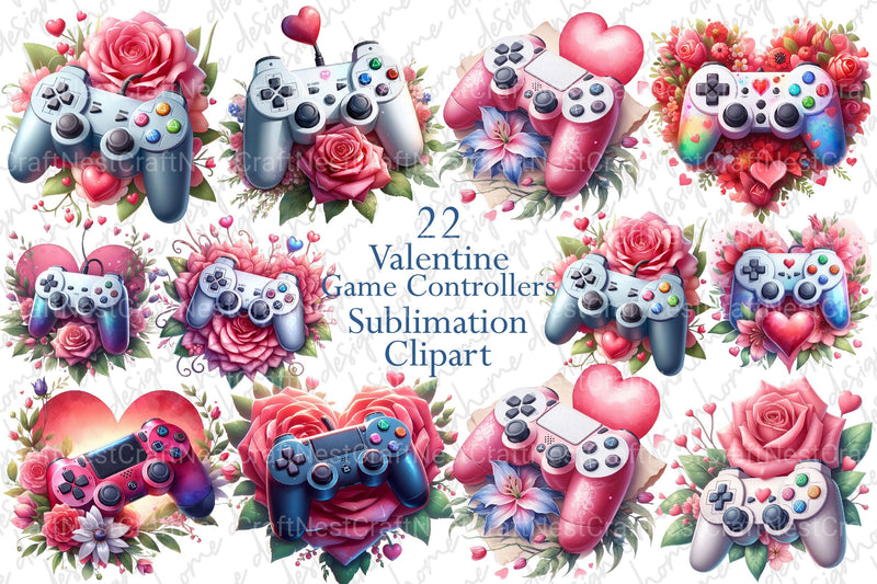 Valentine Game Controllers Clipart Bundle 7 - CraftNest - Digital Crafting and Art