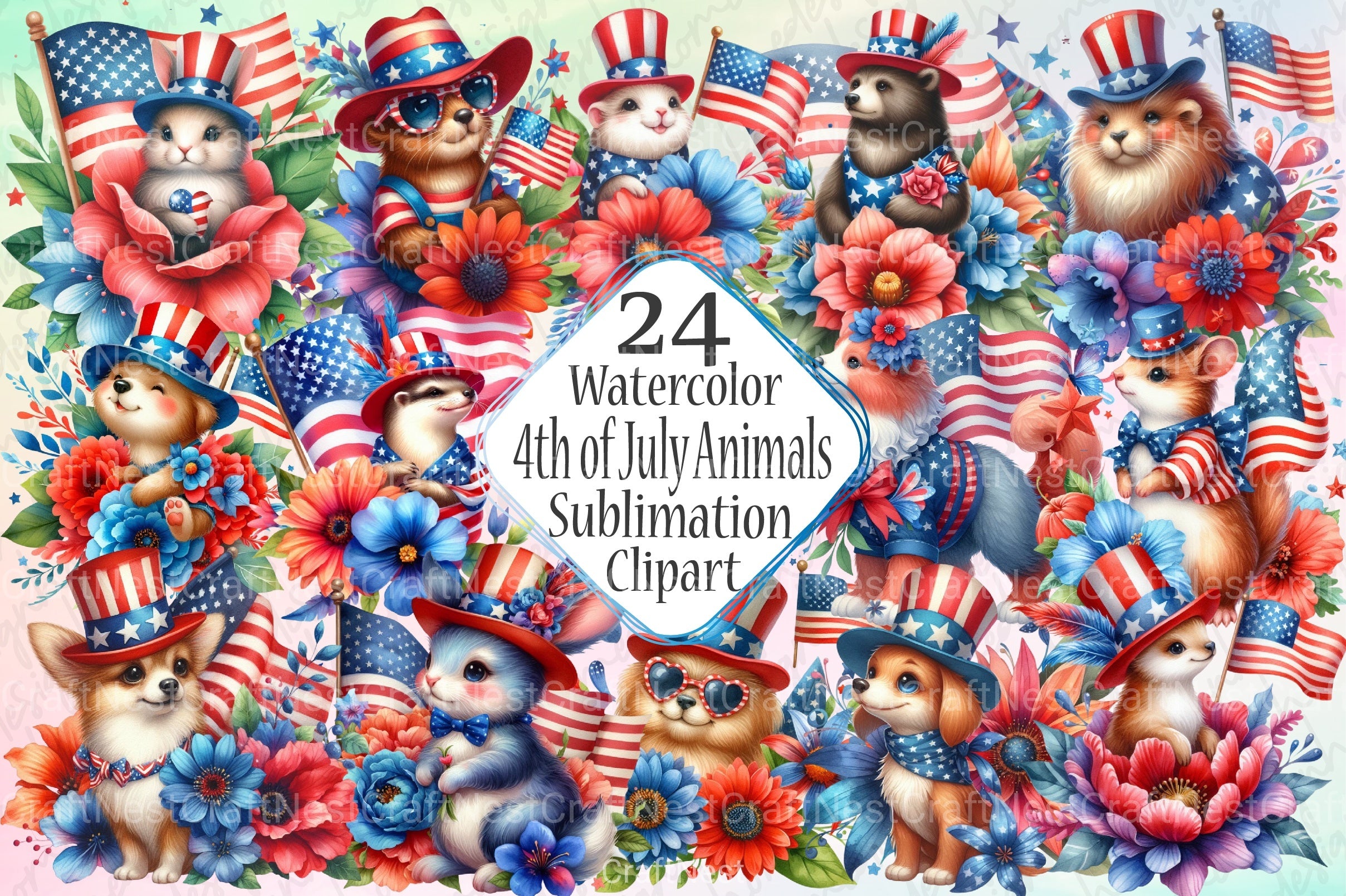 4th of July Animals Clipart Bundle - CraftNest - Digital Crafting and Art