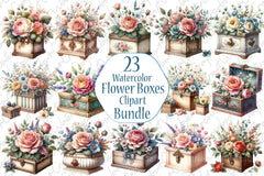 Flower Boxes Clipart Bundle - CraftNest - Digital Crafting and Art