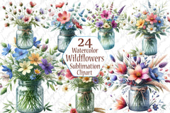 Wildflower Jar Clipart Bundle - CraftNest - Digital Crafting and Art