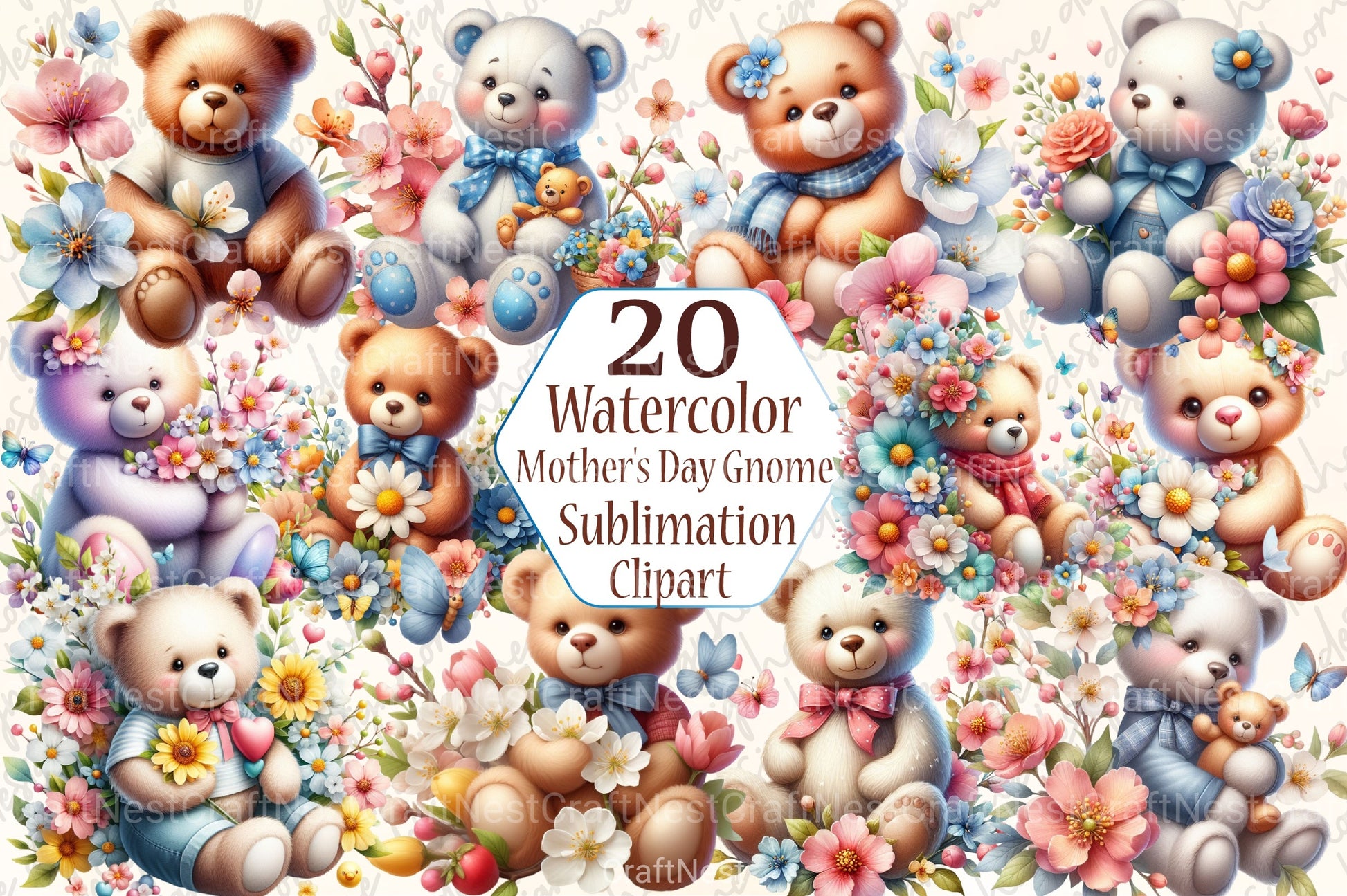 Teddy Bears Spring Clipart Bundle 157 - CraftNest - Digital Crafting and Art