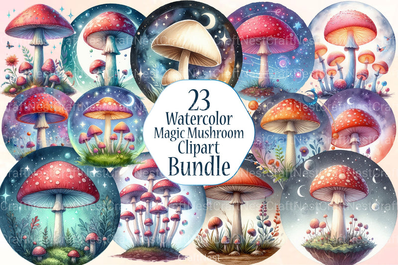 Magic Mushrooms Clipart Bundle 1 - CraftNest - Digital Crafting and Art