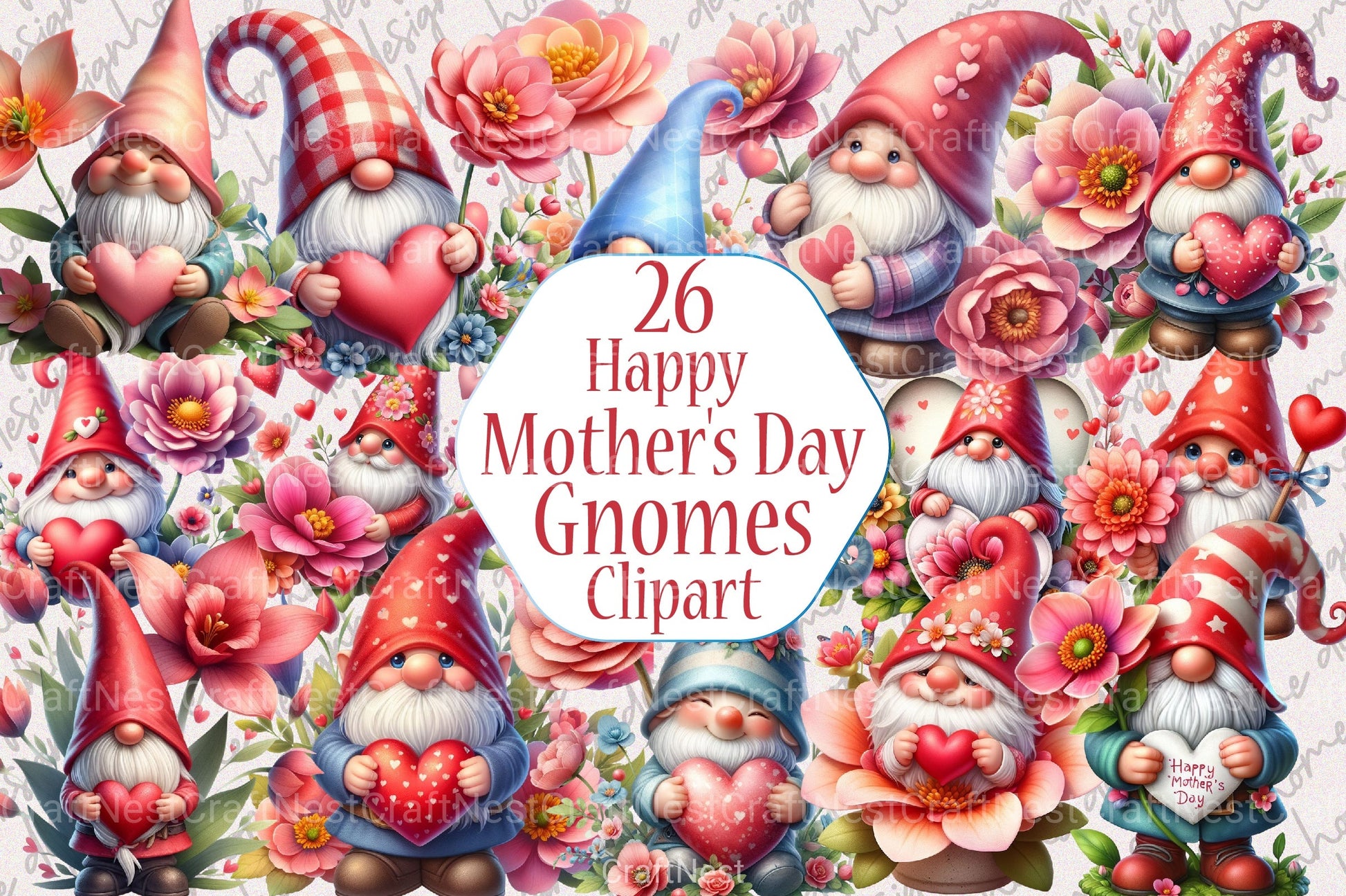 Mother's Day Gnomes Clipart Bundle 99 - CraftNest - Digital Crafting and Art