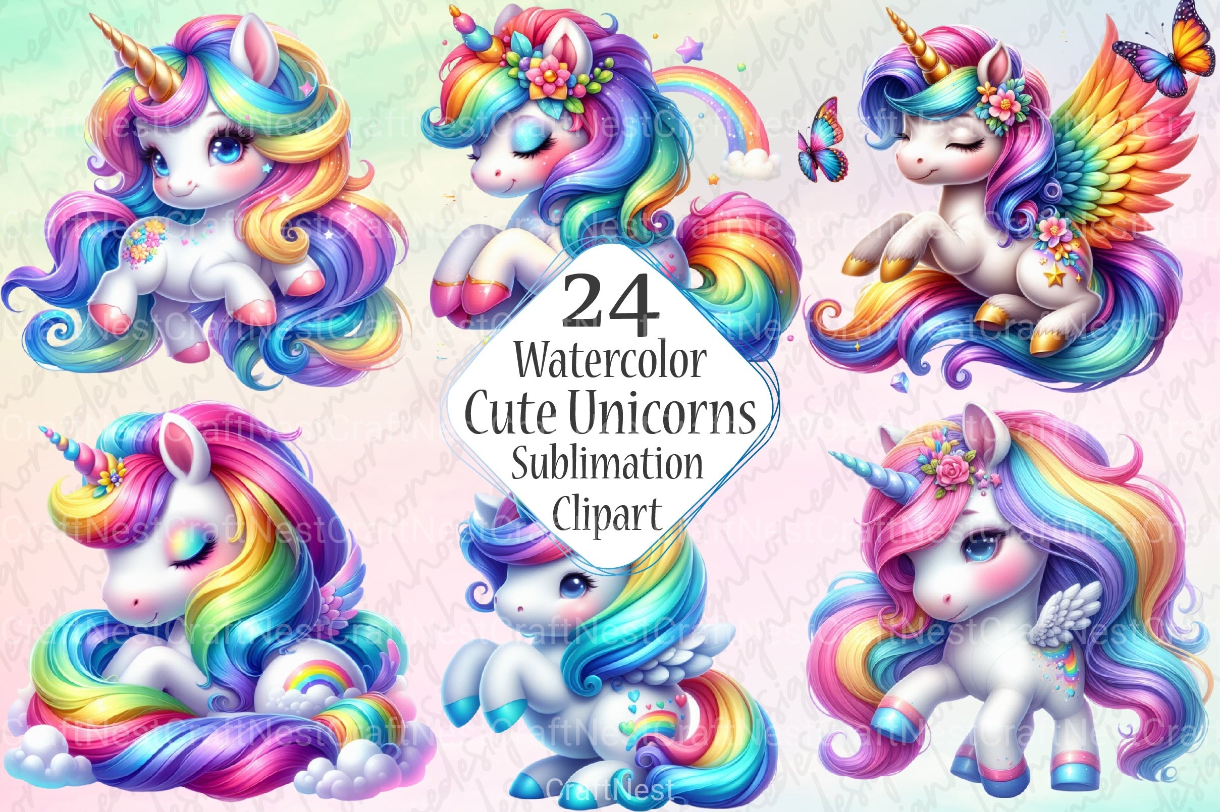 Unicorn Clipart Bundle 99 - CraftNest - Digital Crafting and Art