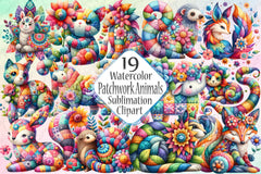 Patchwork Animals Clipart Bundle - CraftNest - Digital Crafting and Art