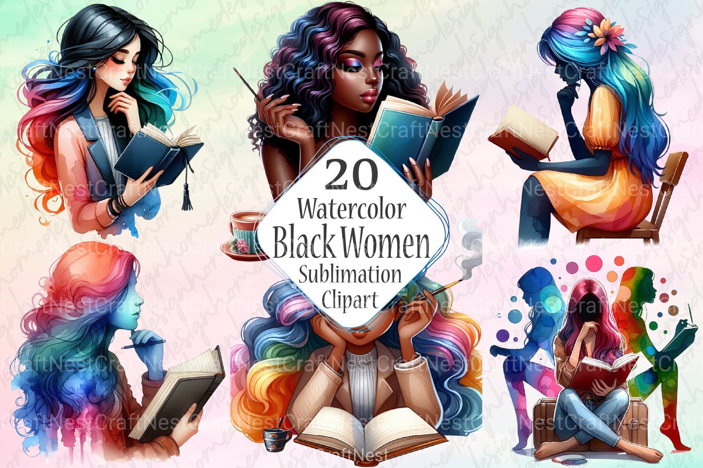 Black Women Clipart Bundle - CraftNest - Digital Crafting and Art