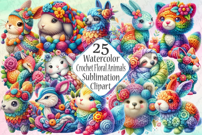 Crochet Floral Animals Clipart Bundle - CraftNest - Digital Crafting and Art