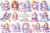 Cute Kawaii Princess Unicorn Clipart Bundle