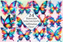 Rainbow Smoke Butterflies Clipart Bundle - CraftNest - Digital Crafting and Art