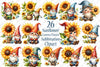 Sunflower Gnome Flower Clipart Bundle