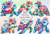 Gem Sea Turtle Mom and Baby Clipart Bundle 1