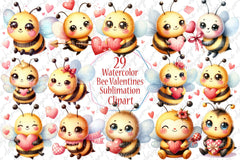 Valentine's Day Bee Clipart Bundle - CraftNest - Digital Crafting and Art