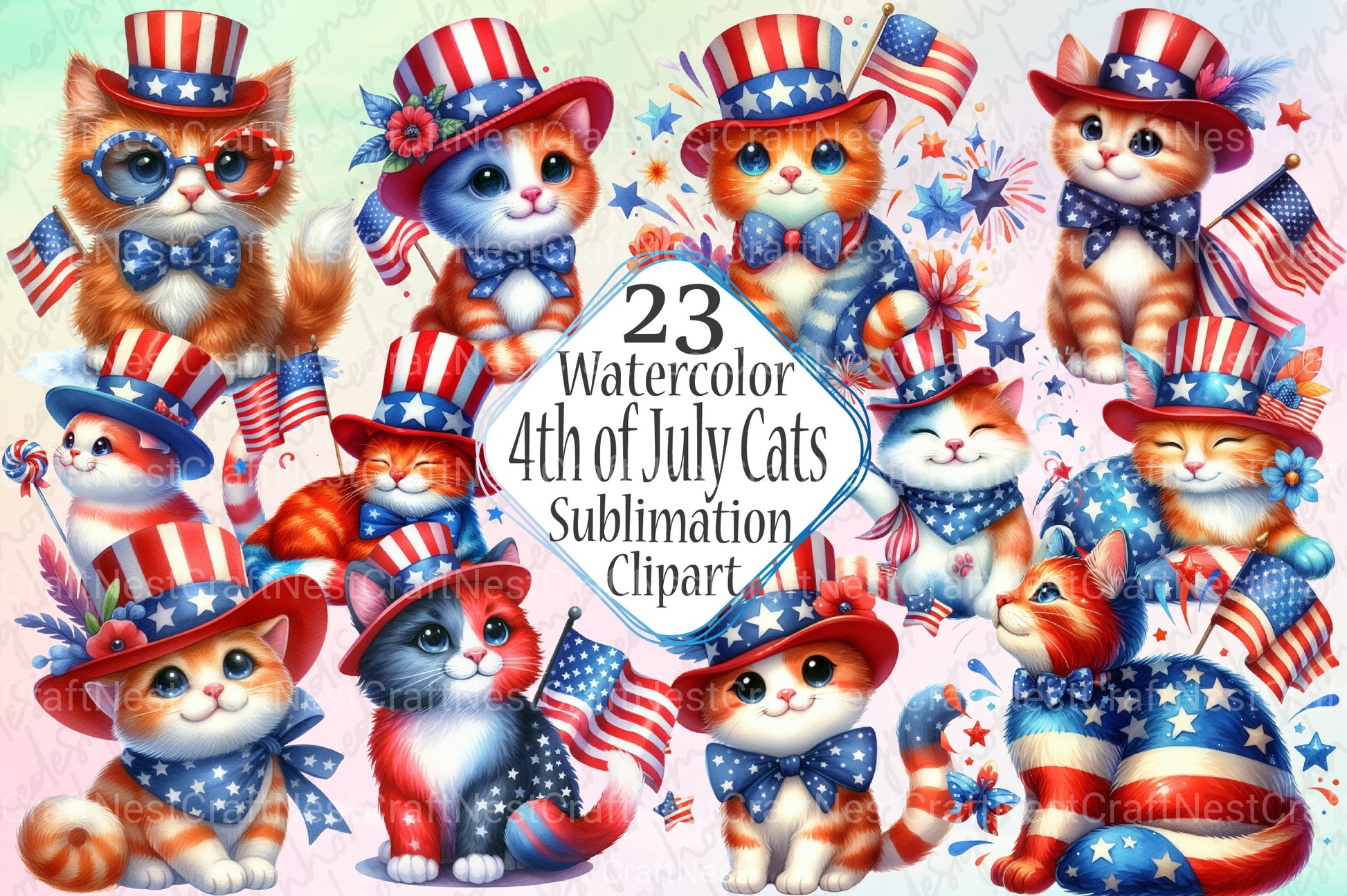 4th of July Cats Clipart Bundle - CraftNest - Digital Crafting and Art