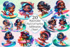 Black Girl Surfing Clipart Bundle