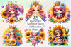 Sunflower Queen Girl Clipart Bundle