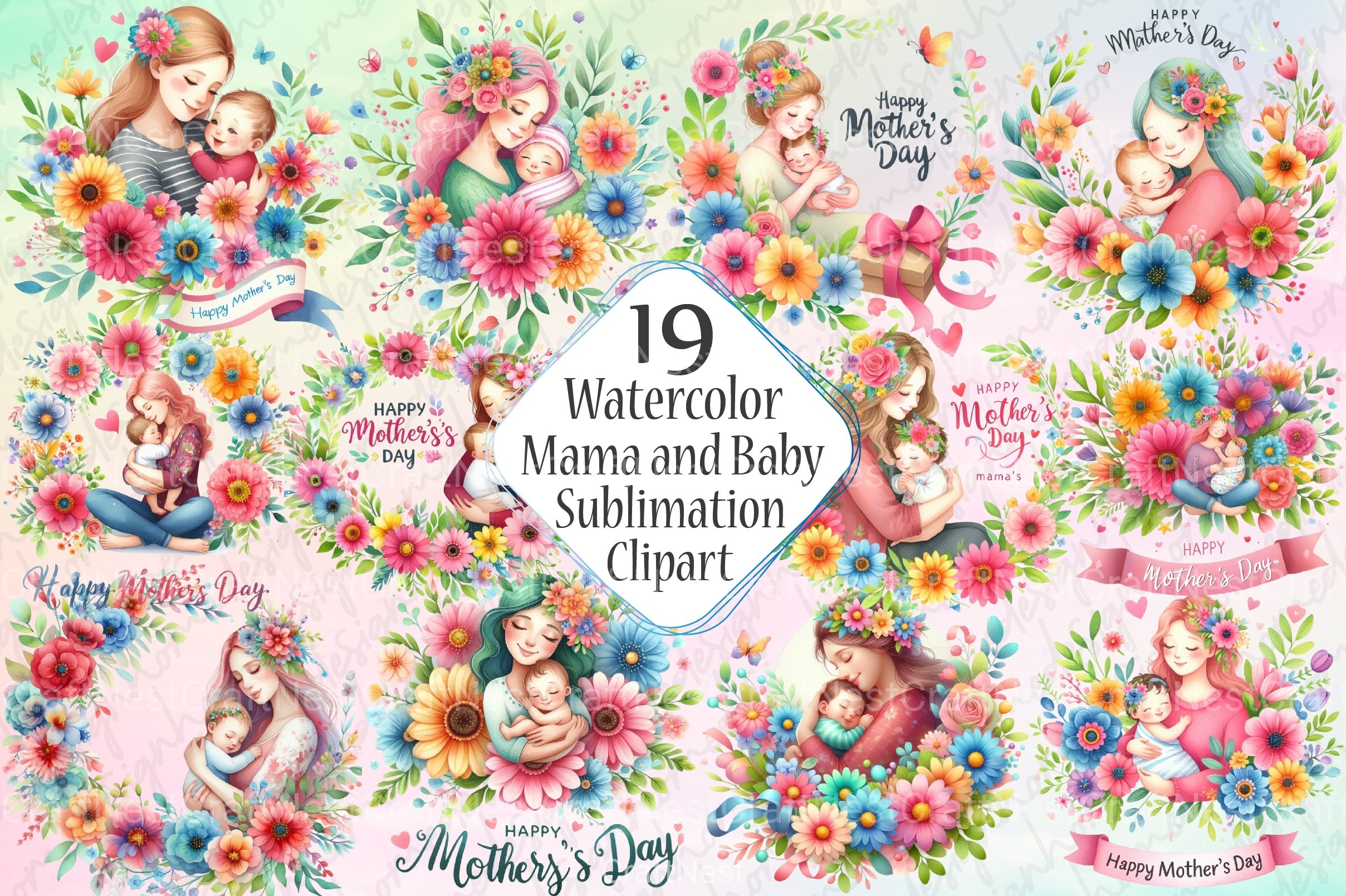 Mothers Day Mama and Baby Clipart Bundle - CraftNest - Digital Crafting and Art