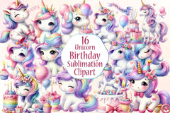 Unicorn Birthday Clipart Bundle 99 - CraftNest - Digital Crafting and Art