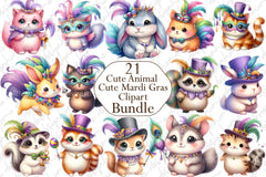Cute Mardi Gras Animal Clipart Bundle - CraftNest - Digital Crafting and Art