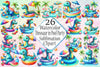 Dinosaur Pool Party Clipart Bundle