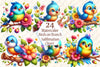 Funny Birds on Branch Clipart Bundle 99