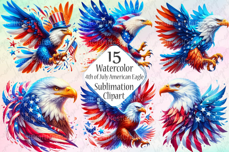4th of July American Eagle Clipart Bundle - CraftNest - Digital Crafting and Art