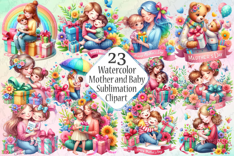 Mother and Baby Mother's Day Clipart Bundle - CraftNest - Digital Crafting and Art
