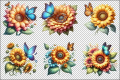 Butterfly Sunflower Clipart Bundle - CraftNest - Digital Crafting and Art