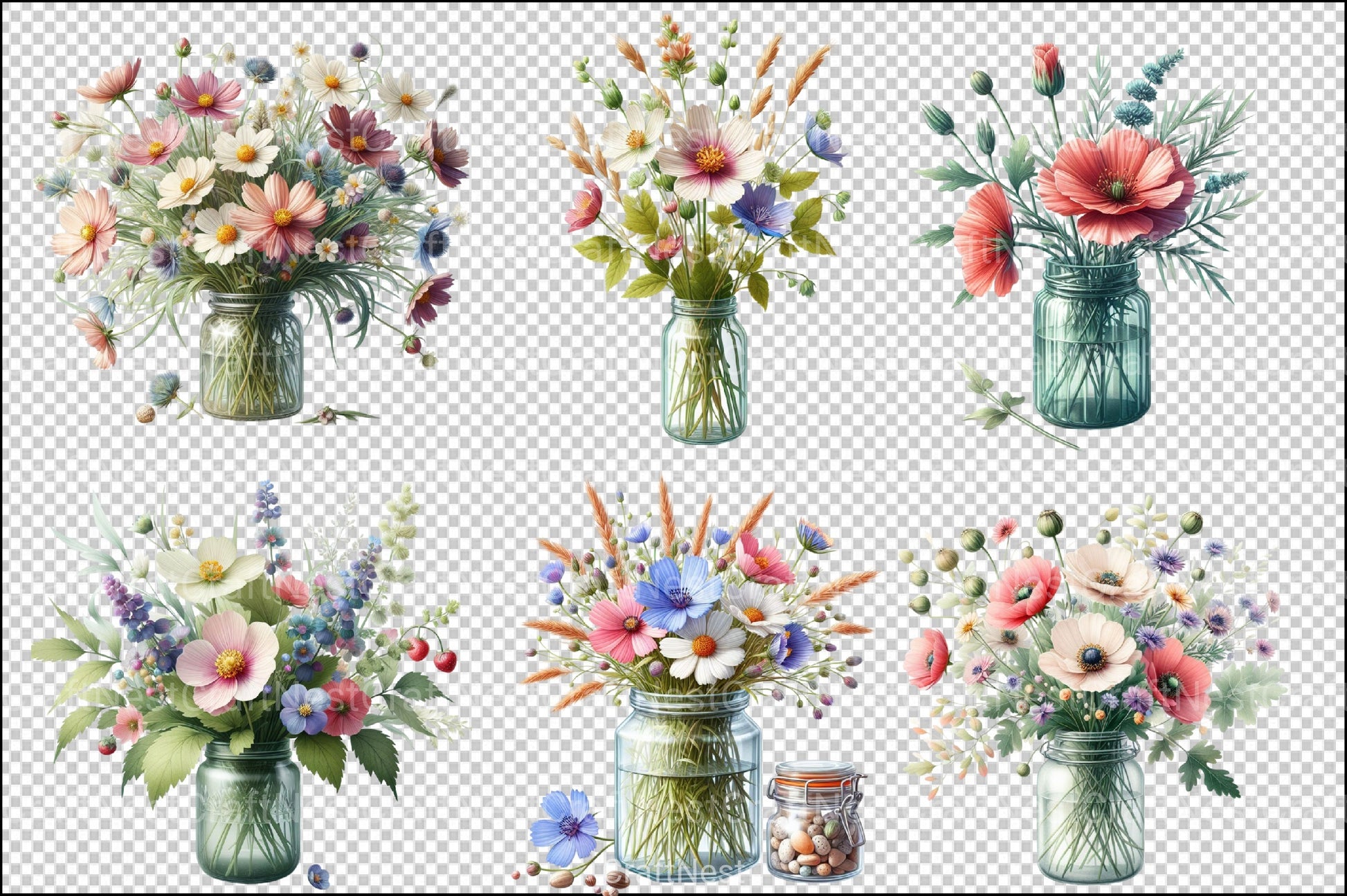 Wildflower Jar Clipart Bundle - CraftNest - Digital Crafting and Art