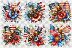 Fourth of July Bee Clipart Bundle - CraftNest - Digital Crafting and Art