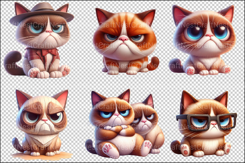 Funny Grumpy Cats Clipart Bundle - CraftNest - Digital Crafting and Art