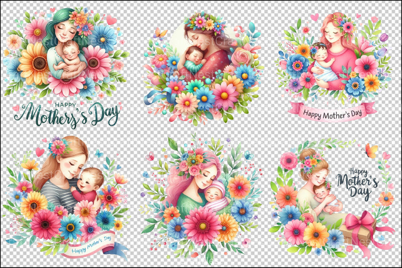 Mothers Day Mama and Baby Clipart Bundle - CraftNest - Digital Crafting and Art