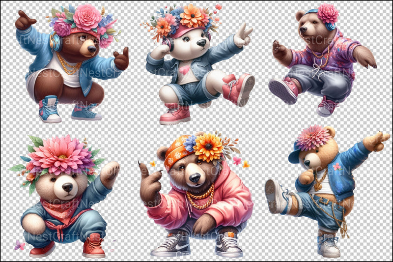 Bear Hip Hop Dancer Clipart Bundle - CraftNest - Digital Crafting and Art