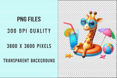 Funny Giraffe Pool Party Clipart Bundle - CraftNest - Digital Crafting and Art