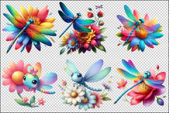 Dragonfly and Flowers Clipart Bundle 4 - CraftNest - Digital Crafting and Art